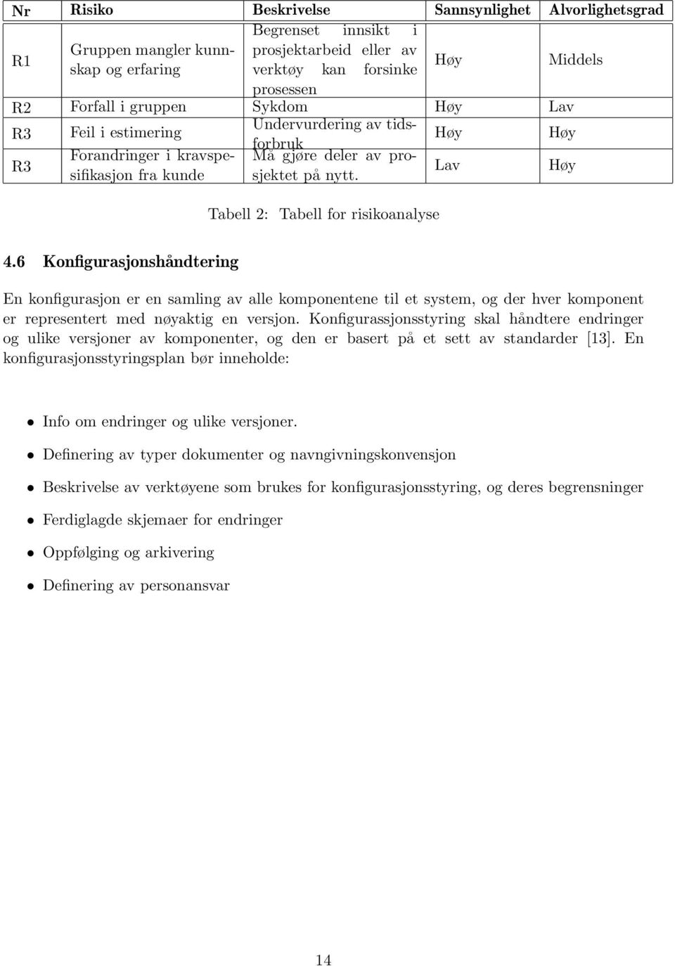 Tabell 2: Tabell for risikoanalyse Lav Høy 4.