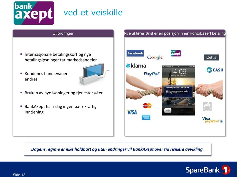 endres Bruken av nye løsninger og tjenester øker BankAxept har i dag ingen bærekraftig