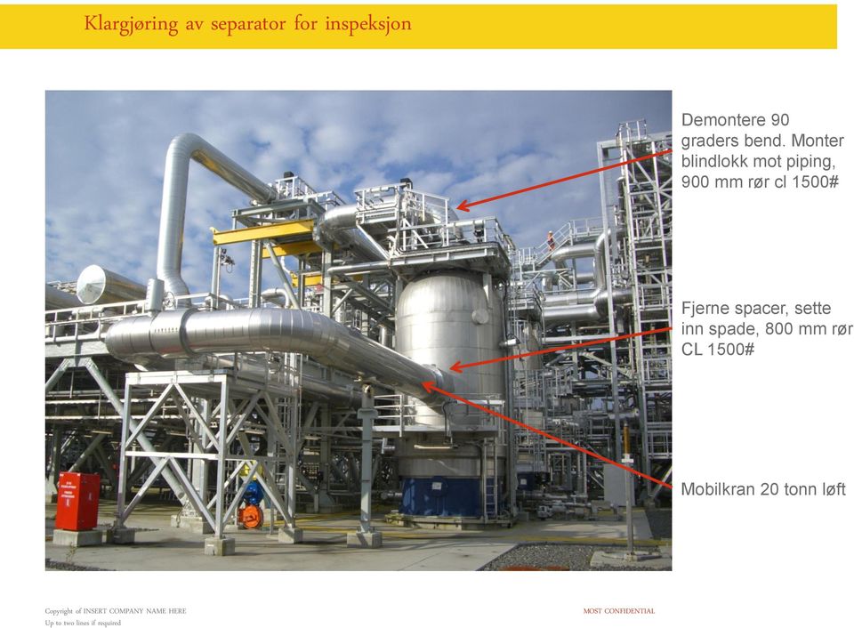 Monter blindlokk mot piping, 900 mm rør cl