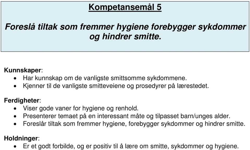 Viser gode vaner for hygiene og renhold. Presenterer temaet på en interessant måte og tilpasset barn/unges alder.