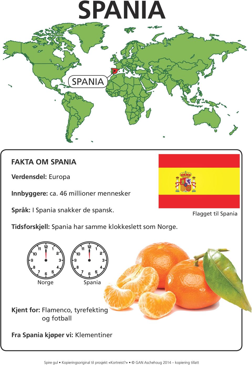 Flagget til Spania Tidsforskjell: Spania har samme klokkeslett som Norge.