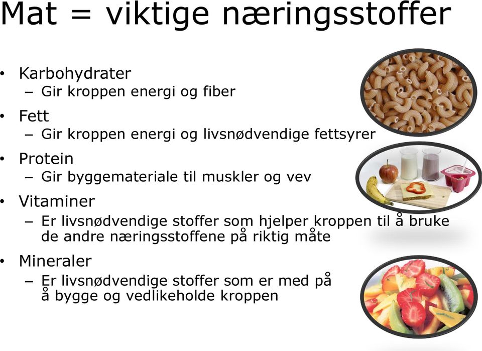 Vitaminer Er livsnødvendige stoffer som hjelper kroppen til å bruke de andre