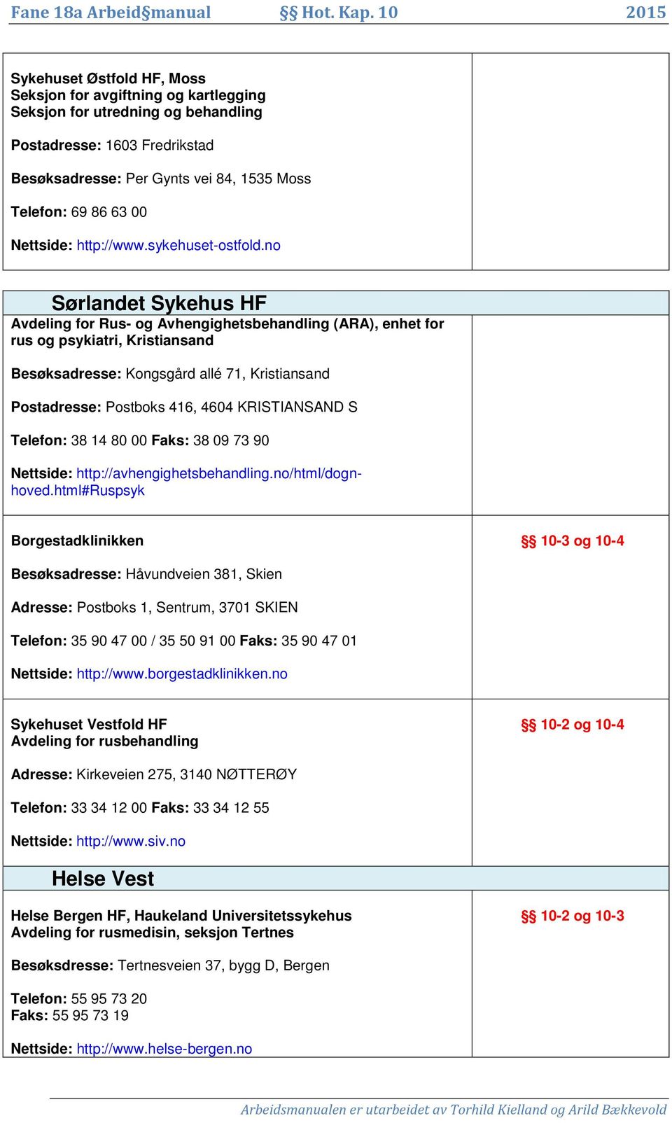 no Sørlandet Sykehus HF Avdeling for Rus- og Avhengighetsbehandling (ARA), enhet for rus og psykiatri, Kristiansand Besøksadresse: Kongsgård allé 71, Kristiansand Postadresse: Postboks 416, 4604