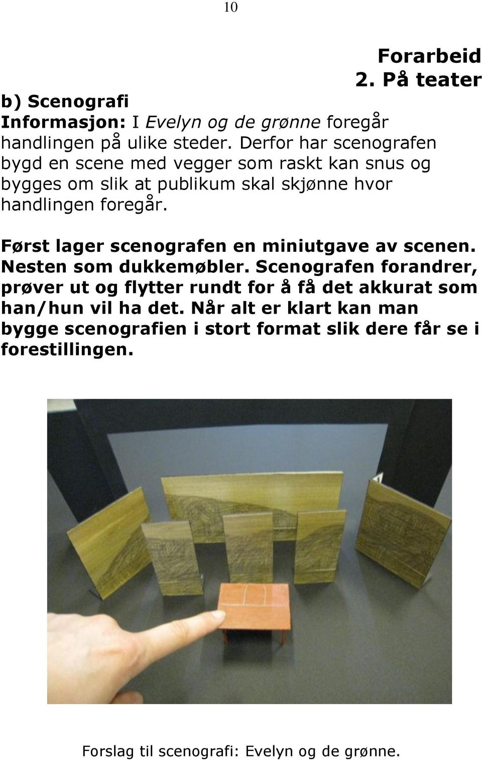 Først lager scenografen en miniutgave av scenen. Nesten som dukkemøbler.