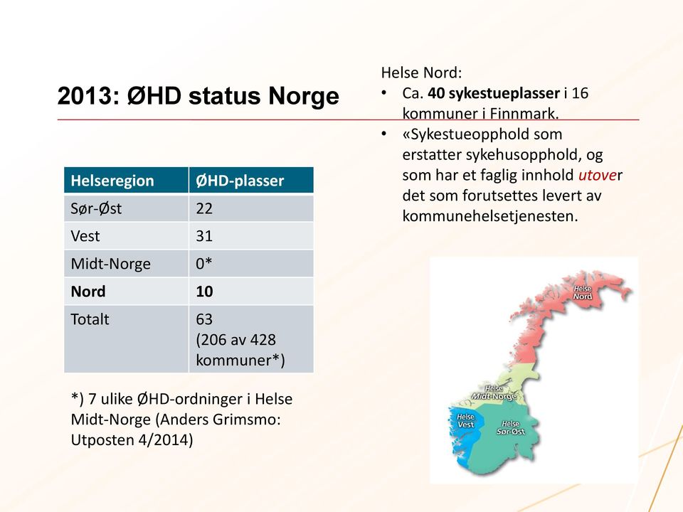 «Sykestueopphold som erstatter sykehusopphold, og som har et faglig innhold utover det som