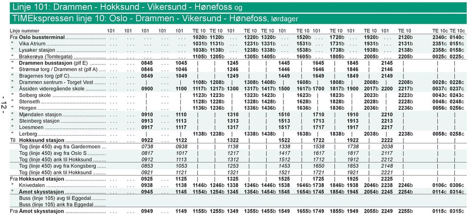 .. 1231b 1331b... 1531b... 1731b... 1931b... 2131b 2351c 0151c " Lysaker stasjon.................. 1038b 1138b... 1238b 1338b... 1538b... 1738b... 1938b... 2138b 2358c 0158c " Brakerøya (Tomtegata).