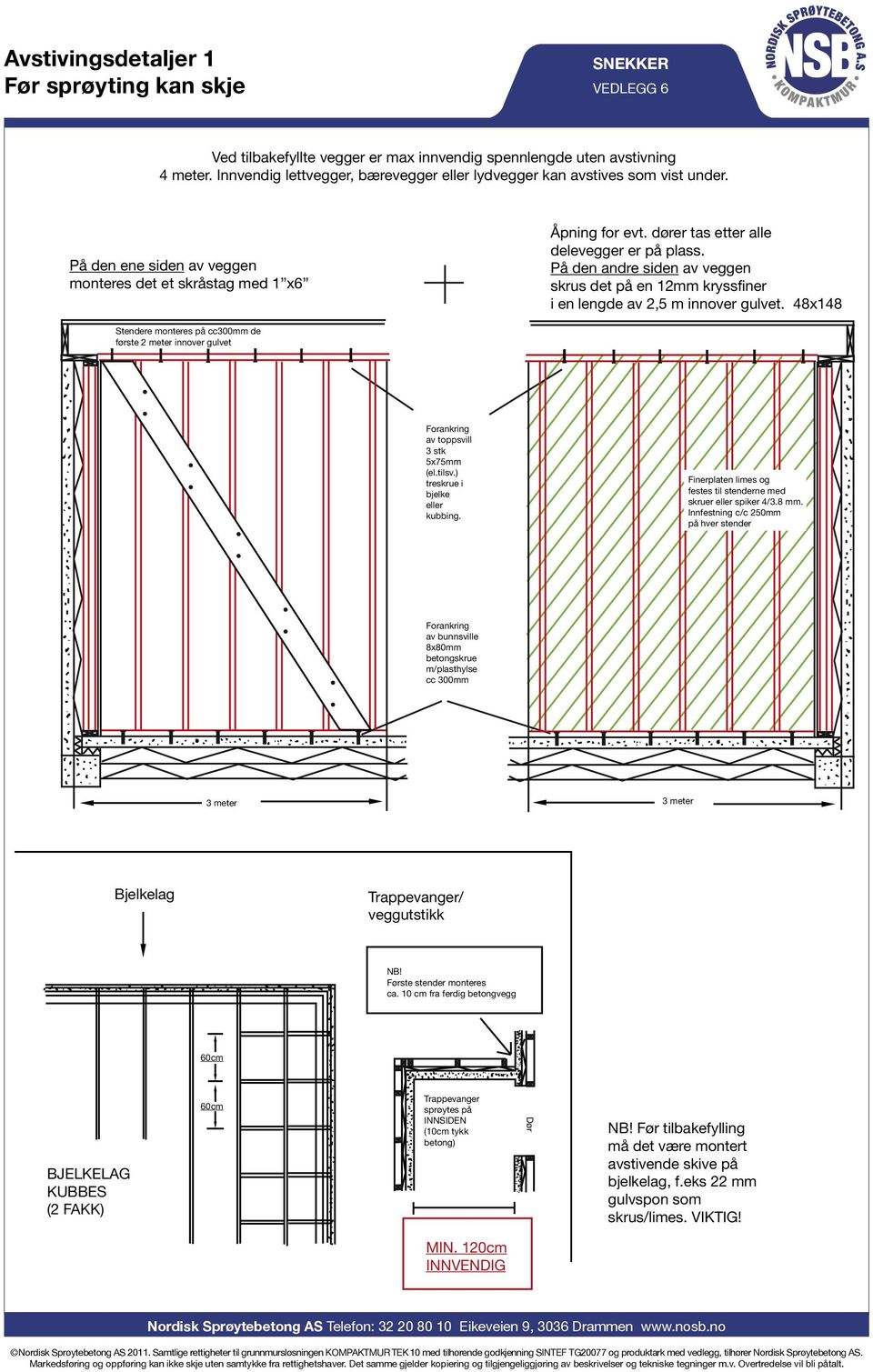 På den andre siden av veggen skrus det på en 12mm kryssfiner i en lengde av 2,5 m innover gulvet.