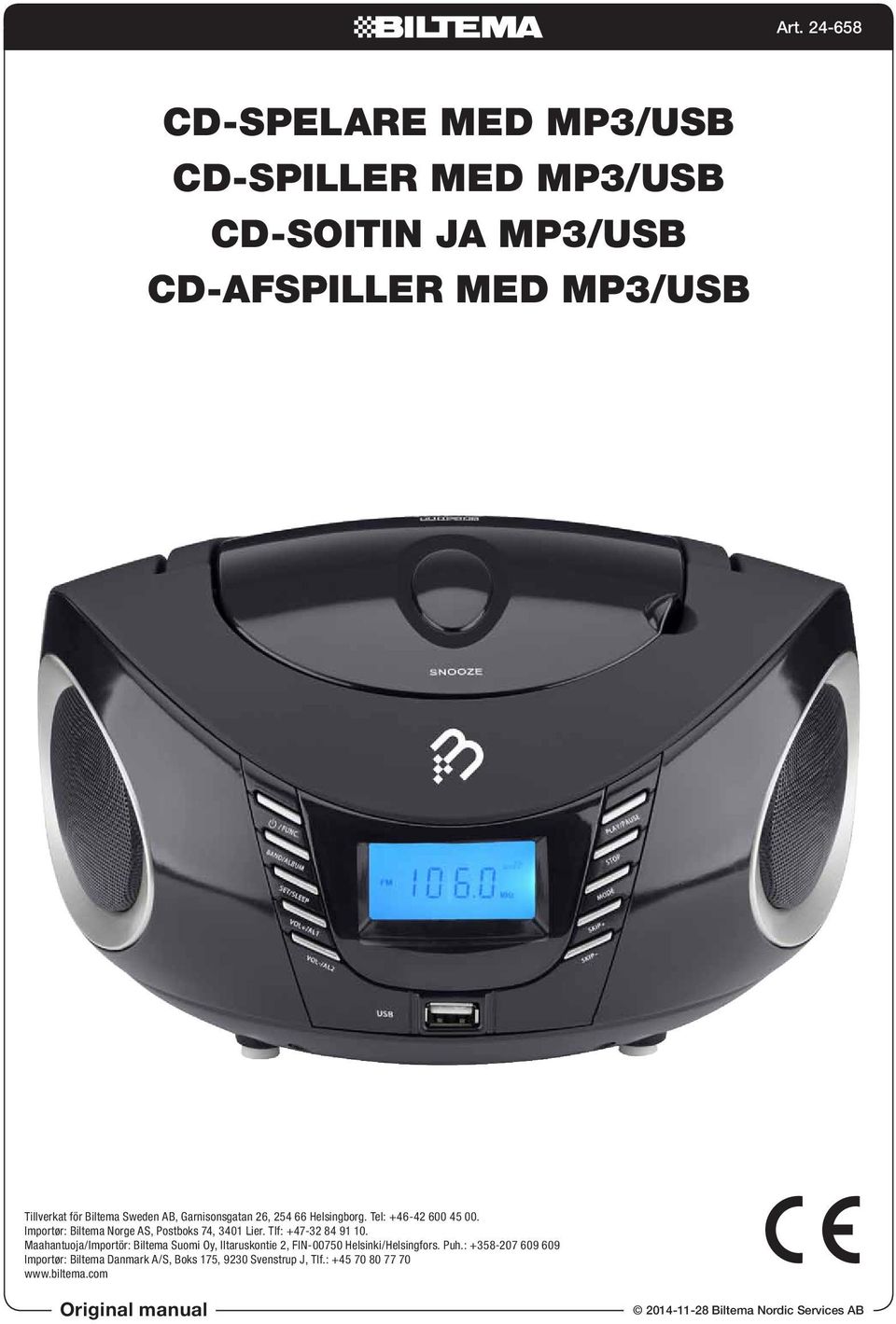 CD-SPELARE MED MP3/USB CD-SPILLER MED MP3/USB CD-SOITIN JA MP3/USB  CD-AFSPILLER MED MP3/USB - PDF Free Download