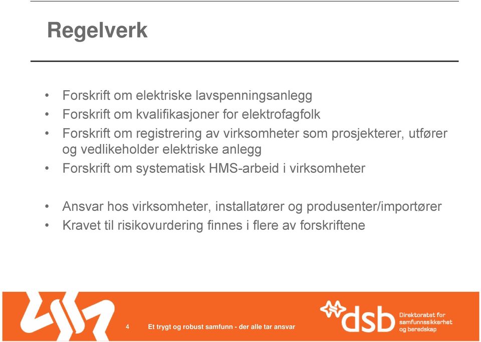 Forskrift om systematisk HMS-arbeid i virksomheter Ansvar hos virksomheter, installatører og