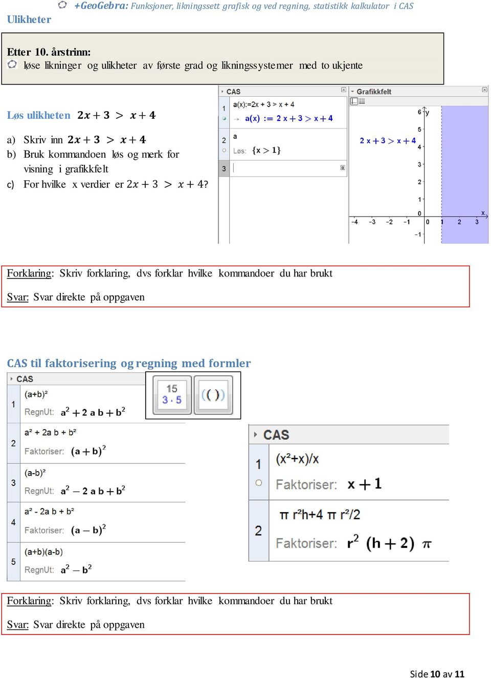 Funksjoner, likningssett og regning i CAS - PDF Gratis nedlasting