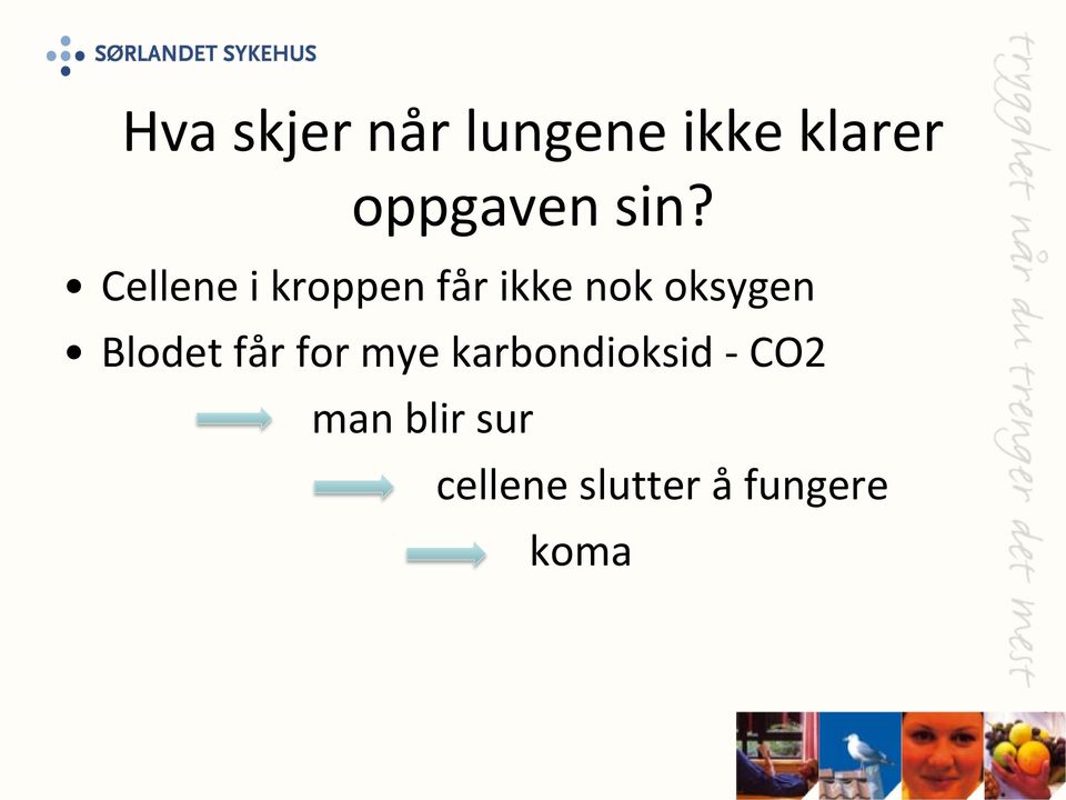 oksygen Blodet får for mye karbondioksid -