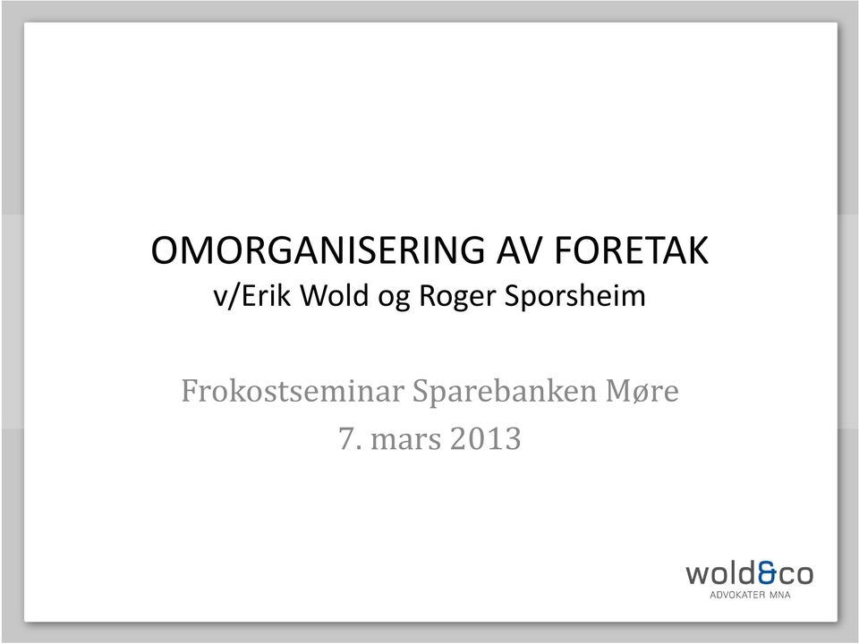 Sporsheim Frokostseminar