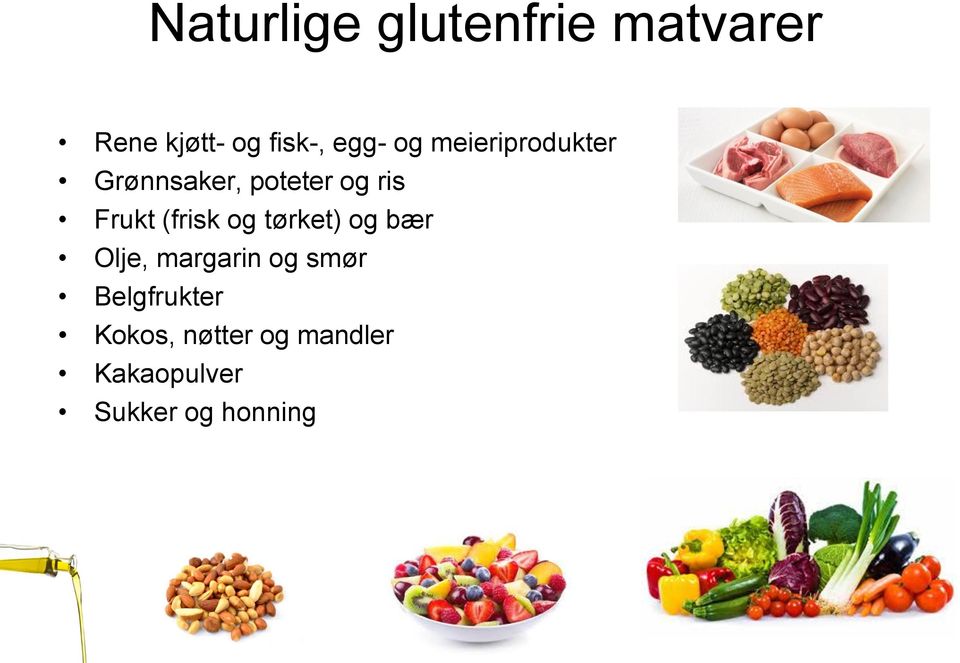 Frukt (frisk og tørket) og bær Olje, margarin og smør