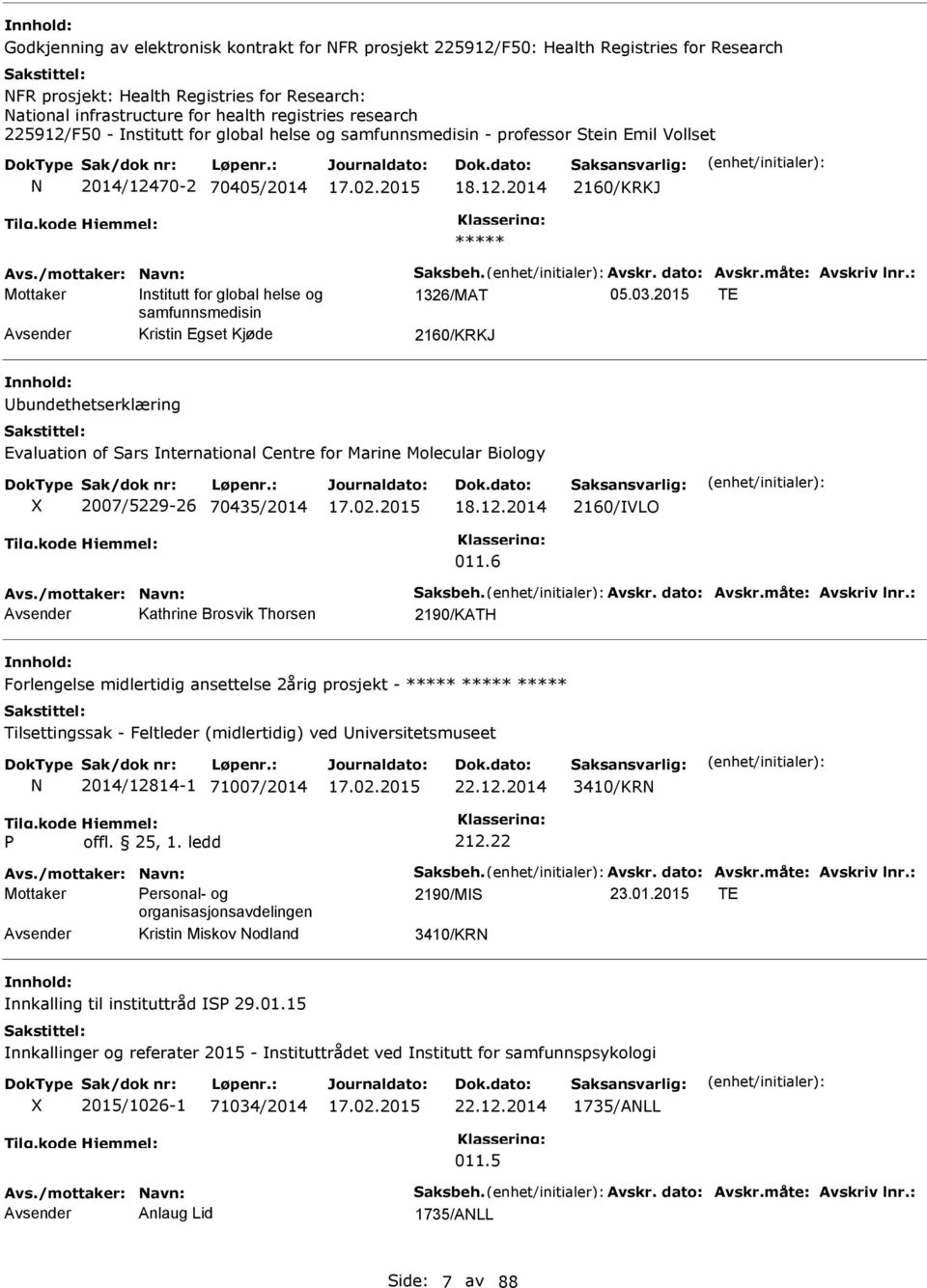 : Mottaker nstitutt for global helse og 1326/MAT 05.03.