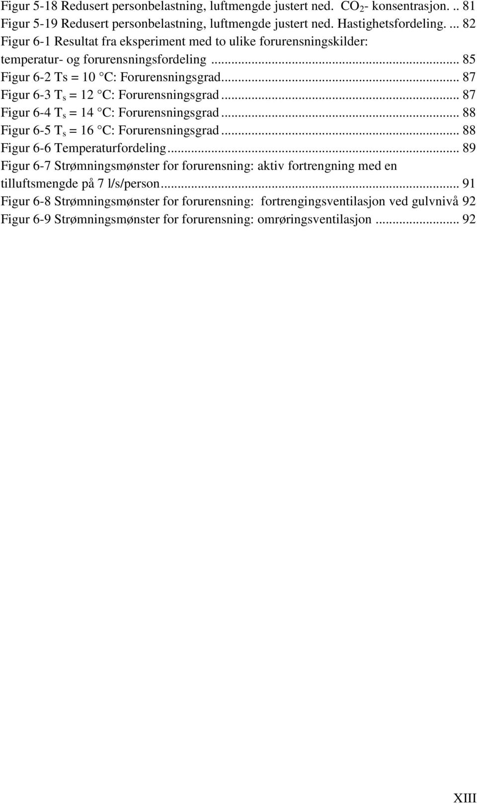 .. 87 Figur 6-3 T s = 12 C: Forurensningsgrad... 87 Figur 6-4 T s = 14 C: Forurensningsgrad... 88 Figur 6-5 T s = 16 C: Forurensningsgrad... 88 Figur 6-6 Temperaturfordeling.