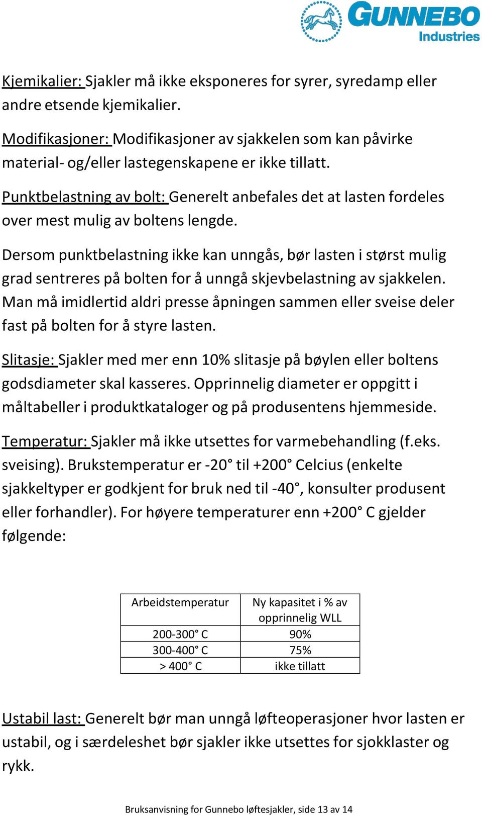 Punktbelastning av bolt: Generelt anbefales det at lasten fordeles over mest mulig av boltens lengde.