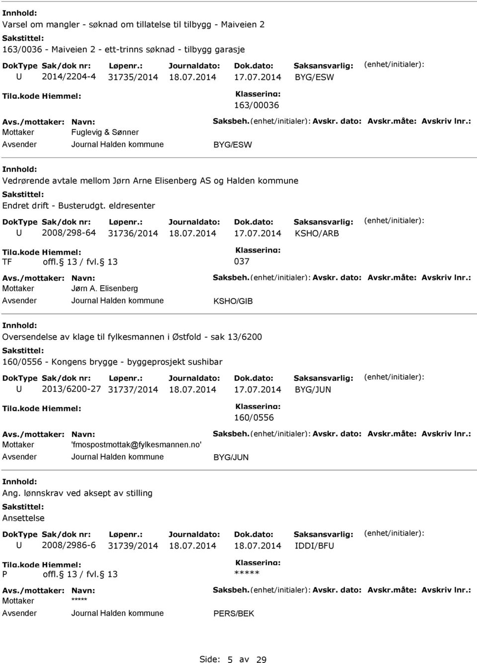 07.2014 KSHO/ARB 037 Avs./mottaker: Navn: Saksbeh. Avskr. dato: Avskr.måte: Avskriv lnr.: Mottaker Jørn A.