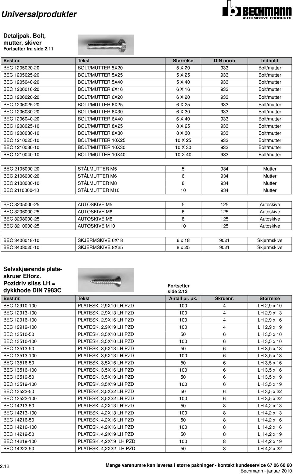 BEC 1206016-20 BOLT/MUTTER 6X16 6 X 16 933 Bolt/mutter BEC 1206020-20 BOLT/MUTTER 6X20 6 X 20 933 Bolt/mutter BEC 1206025-20 BOLT/MUTTER 6X25 6 X 25 933 Bolt/mutter BEC 1206030-20 BOLT/MUTTER 6X30 6