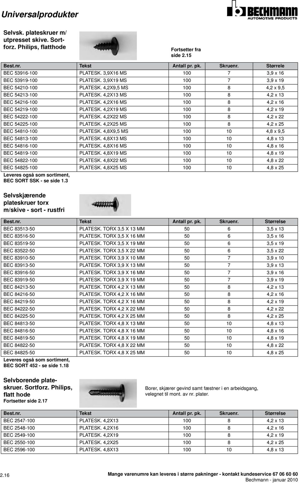 4,2X16 MS 100 8 4,2 x 16 BEC 54219-100 PLATESK. 4,2X19 MS 100 8 4,2 x 19 BEC 54222-100 PLATESK. 4,2X22 MS 100 8 4,2 x 22 BEC 54225-100 PLATESK. 4,2X25 MS 100 8 4,2 x 25 BEC 54810-100 PLATESK.