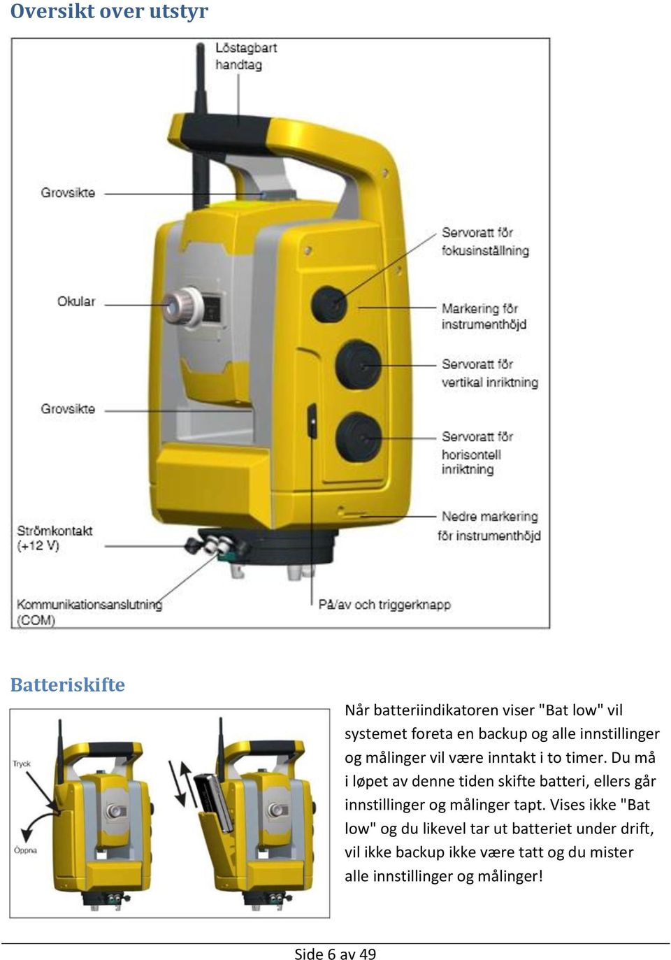 Du må i løpet av denne tiden skifte batteri, ellers går innstillinger og målinger tapt.