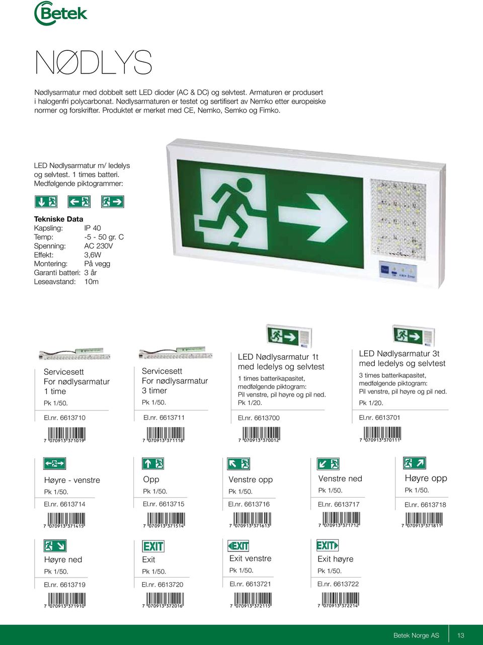 Medfølgende piktogrammer: Tekniske Data Kapsling: IP 40 Temp: -5-50 gr.