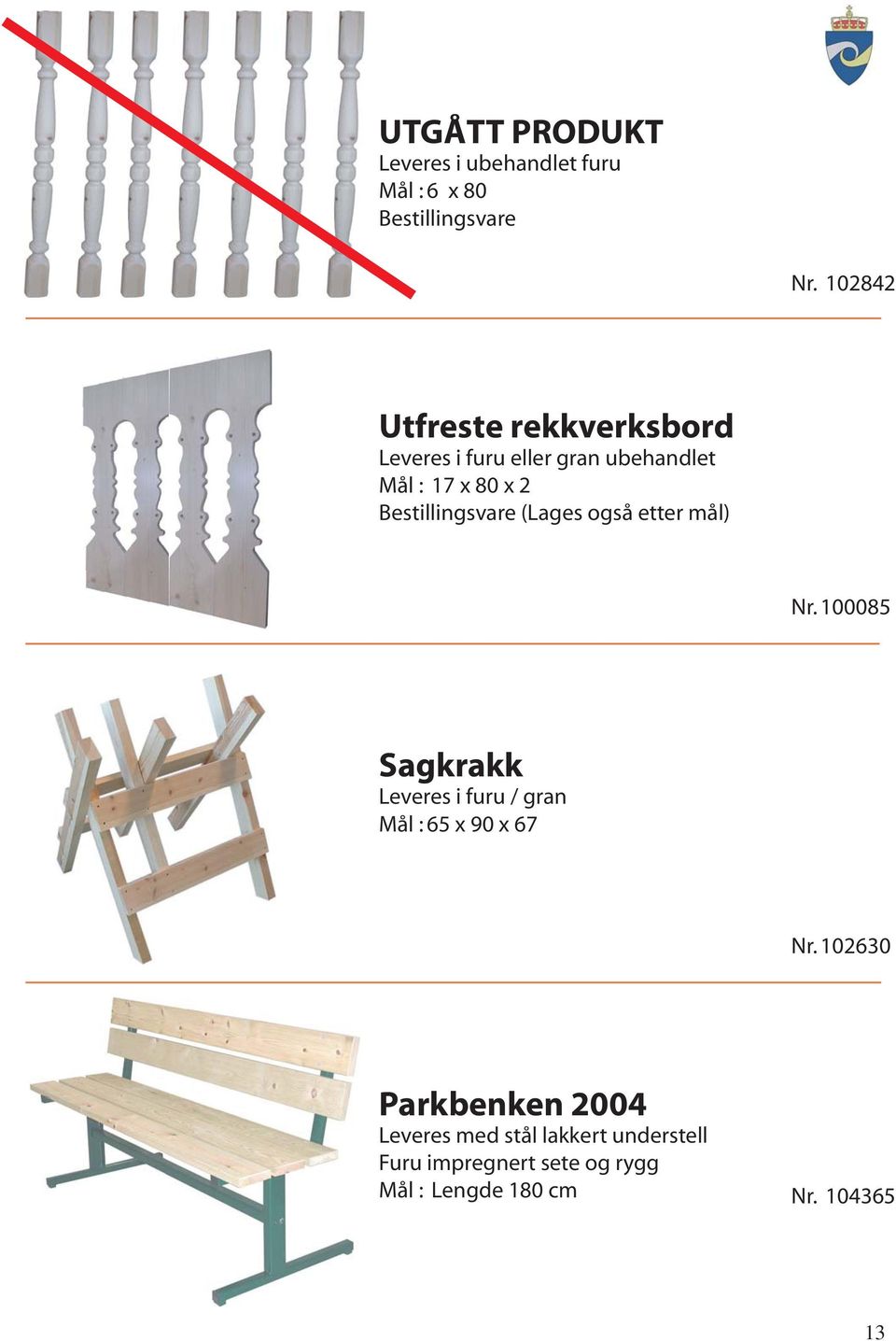 Bestillingsvare (Lages også etter mål) Nr.