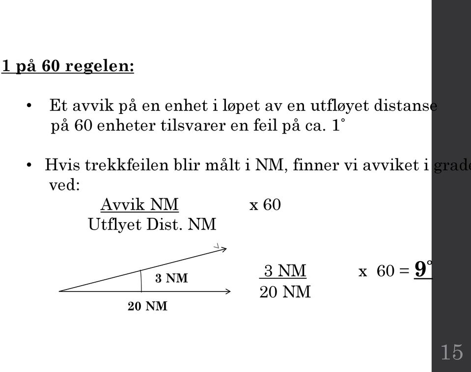 1 Hvis trekkfeilen blir målt i NM, finner vi avviket i