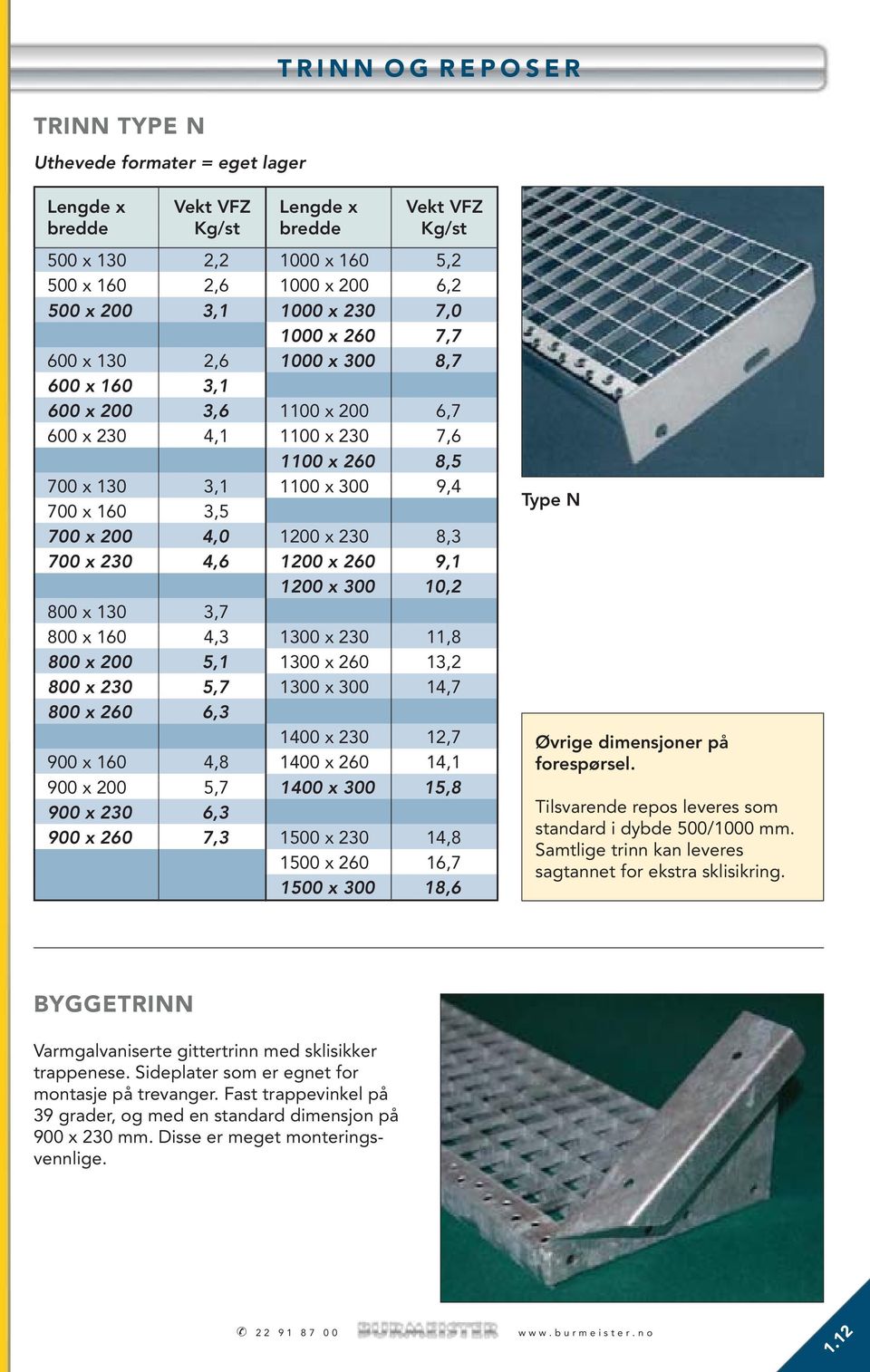 bredde Vekt VFZ Kg/st 1000 x 160 5,2 1000 x 200 6,2 1000 x 230 7,0 1000 x 260 7,7 1000 x 300 8,7 1100 x 200 6,7 1100 x 230 7,6 1100 x 260 8,5 1100 x 300 9,4 1200 x 230 8,3 1200 x 260 9,1 1200 x 300