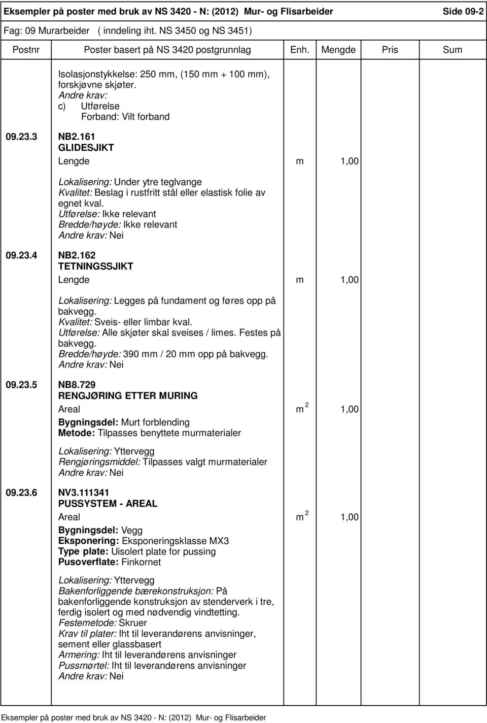 162 TETNINGSSJIKT Lengde m 1,00 Lokalisering: Legges på fundament og føres opp på bakvegg. Kvalitet: Sveis- eller limbar kval. Utførelse: Alle skjøter skal sveises / limes. Festes på bakvegg.