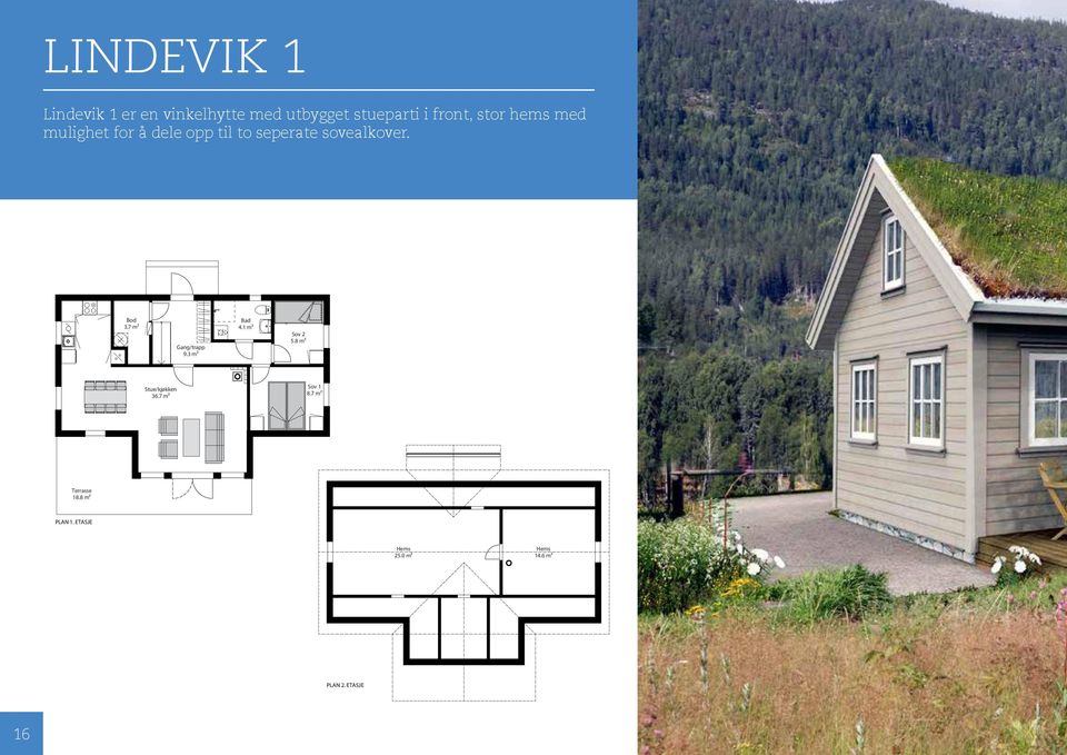 1 m² Sov 2 5.8 m² Stue/kjøkken 36.7 m² 8.7 m² Hems 25.0 m² Hems 14.6 m² 4.1 m² 18.