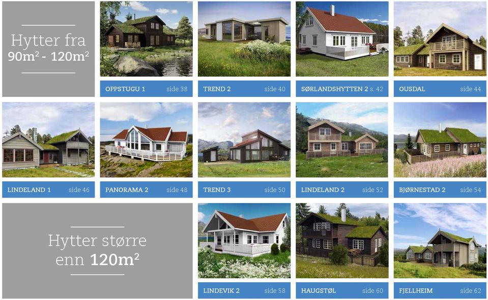 42 OUSDAL side 44 LINDELAND 1 side 46 PANORAMA 2 side 48 TREND 3