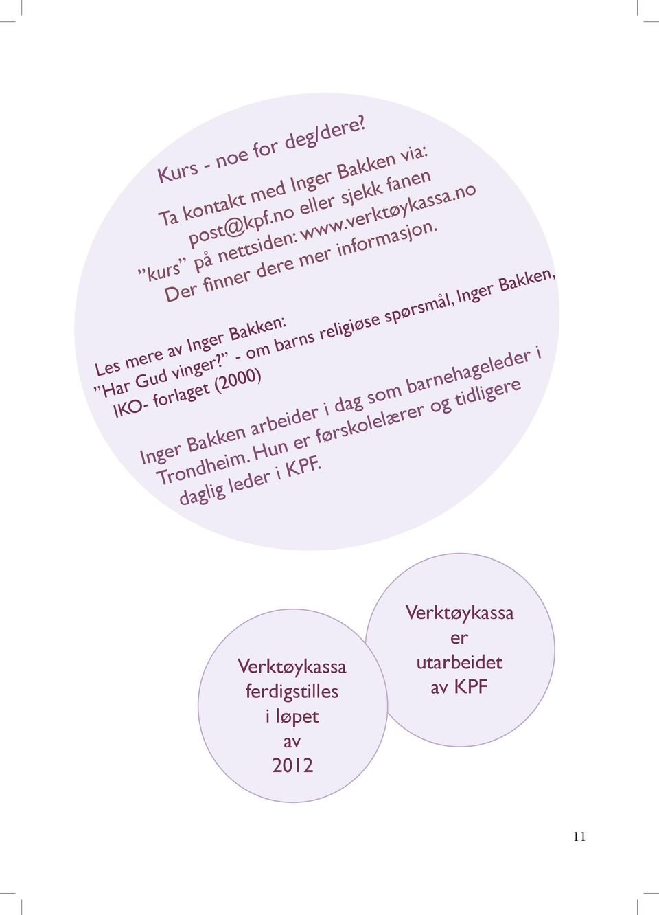 - om barns religiøse spørsmål, Inger Bakken, IKO- forlaget (2000) Inger Bakken arbeider i dag som barnehageleder i