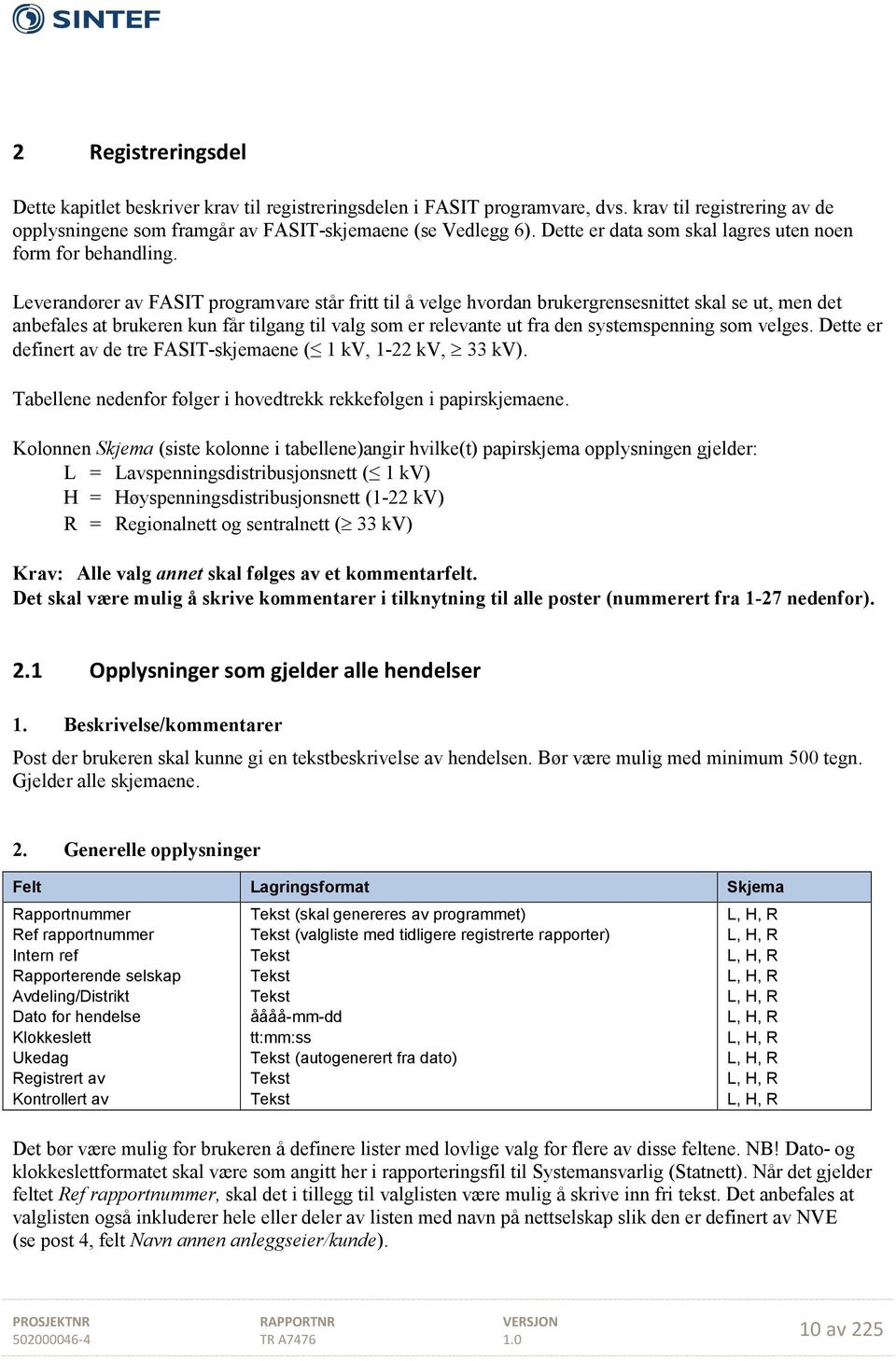 Leverandører av FASIT programvare står fritt til å velge hvordan brukergrensesnittet skal se ut, men det anbefales at brukeren kun får tilgang til valg som er relevante ut fra den systemspenning som