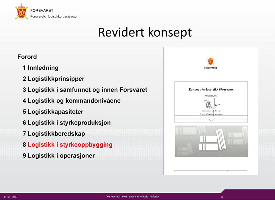 kommandonivåene 5 Logistikkapasiteter 6 Logistikk i