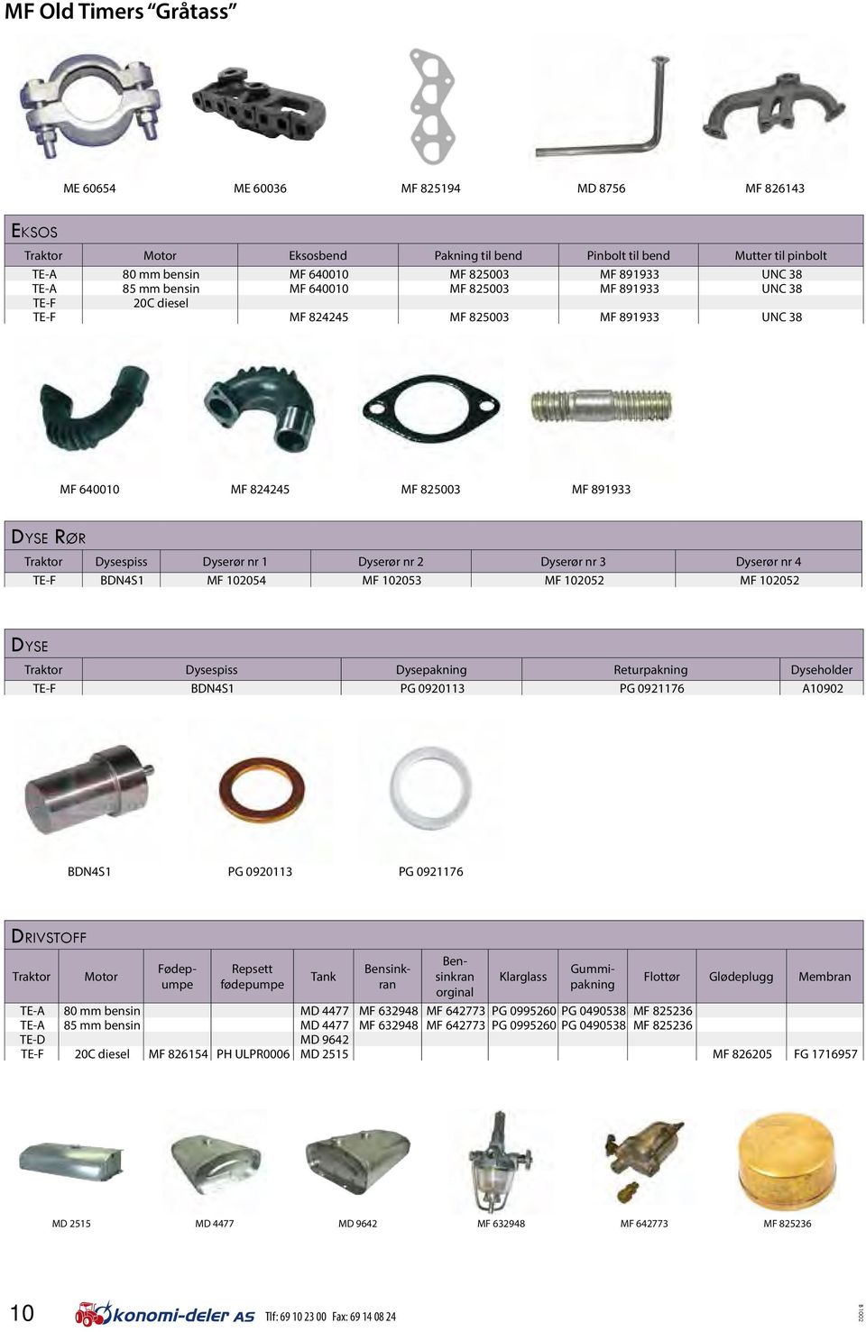 Dyserør nr 2 Dyserør nr 3 Dyserør nr 4 TE-F BDN4S1 MF 102054 MF 102053 MF 102052 MF 102052 Dyse Traktor Dysespiss Dysepakning Returpakning Dyseholder TE-F BDN4S1 PG 0920113 PG 0921176 A10902 BDN4S1