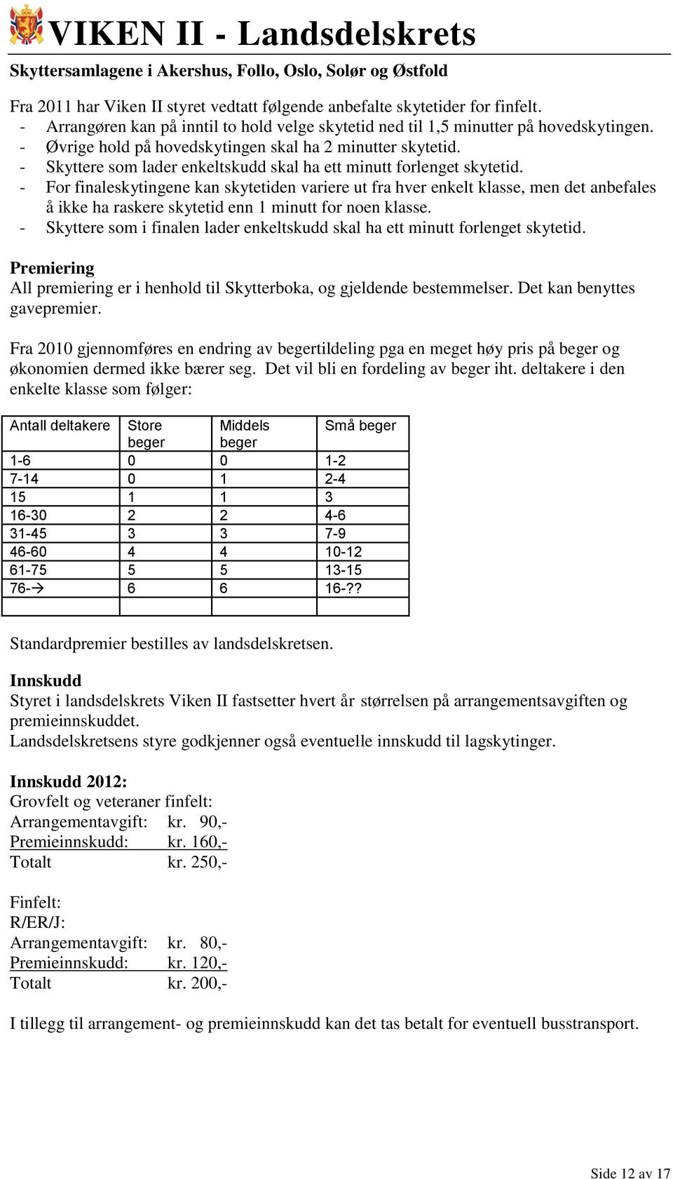 - For finaleskytingene kan skytetiden variere ut fra hver enkelt klasse, men det anbefales å ikke ha raskere skytetid enn 1 minutt for noen klasse.