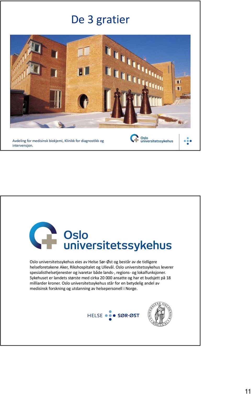 Oslo universitetssykehus leverer spesialisthelsetjenester og ivaretar både lands, regions og lokalfunksjoner.