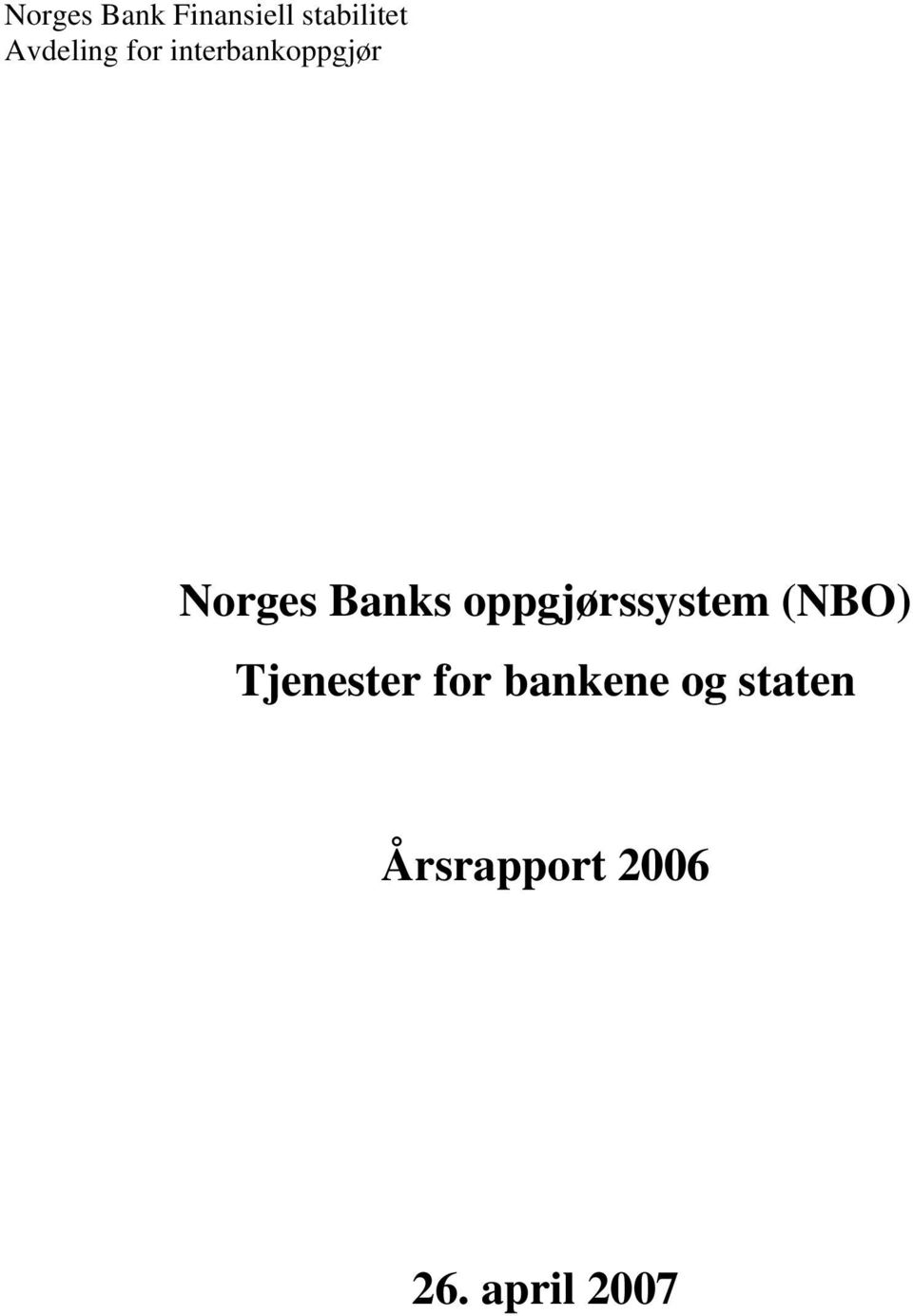 Banks oppgjørssystem (NBO) Tjenester