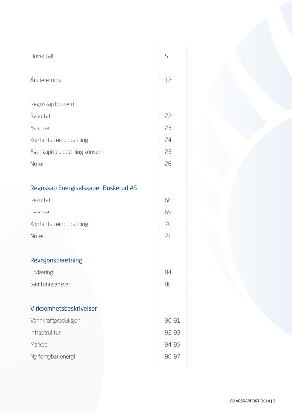 Kontantstrømoppstilling 70 Noter 71 Revisjonsberetning Erklæring 84 Samfunnsansvar 86