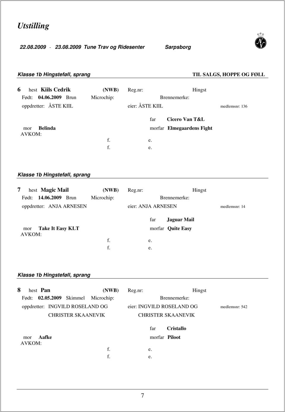 Mail (NWB) Reg.nr: Hingst Født: 14.06.