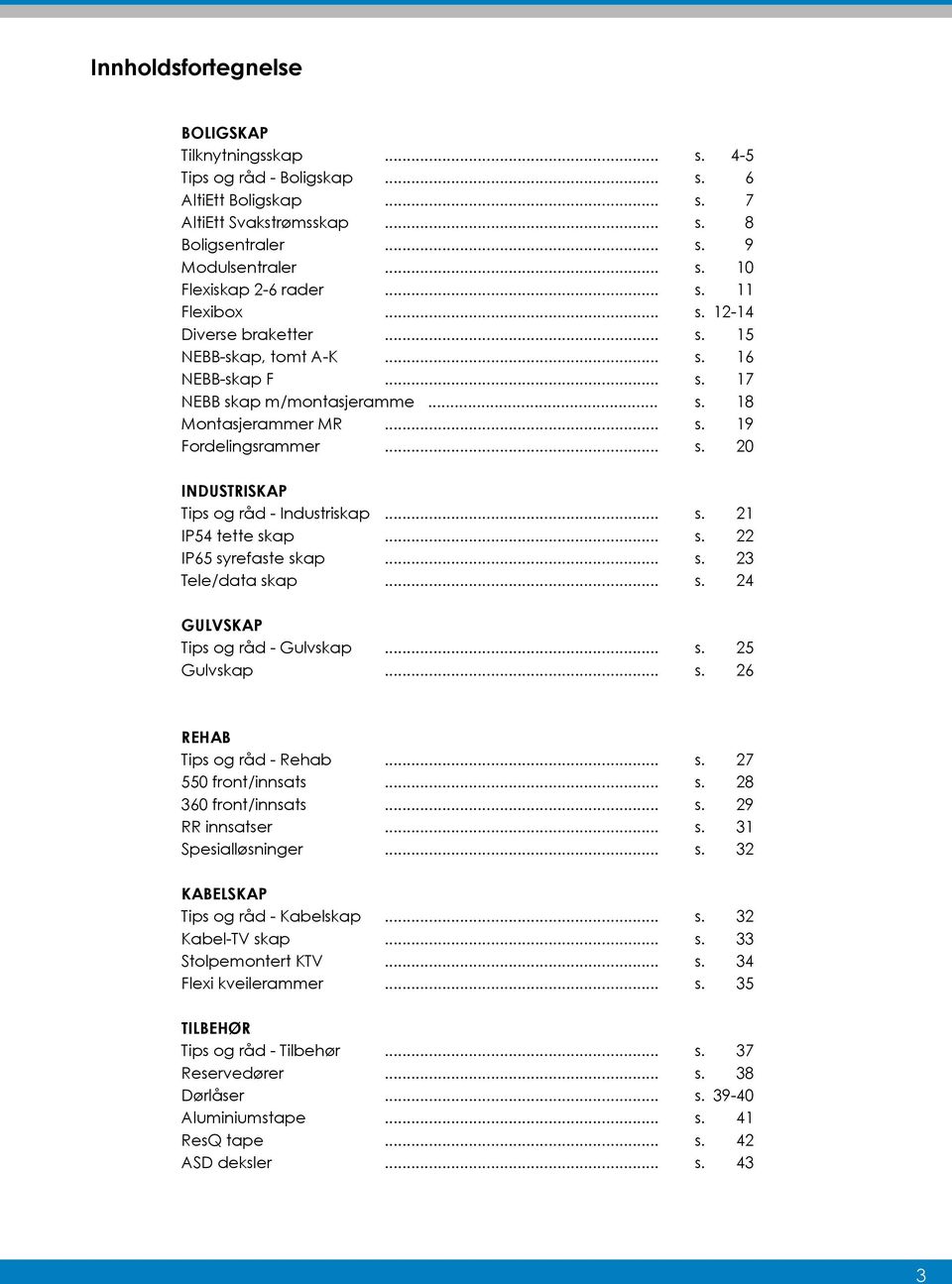 .. s. 21 IP54 tette skap... s. 22 IP65 syrefaste skap... s. 23 Tele/data skap... s. 24 GULVSKAP Tips og råd - Gulvskap... s. 25 Gulvskap... s. 26 REHAB Tips og råd - Rehab... s. 27 550 front/innsats.