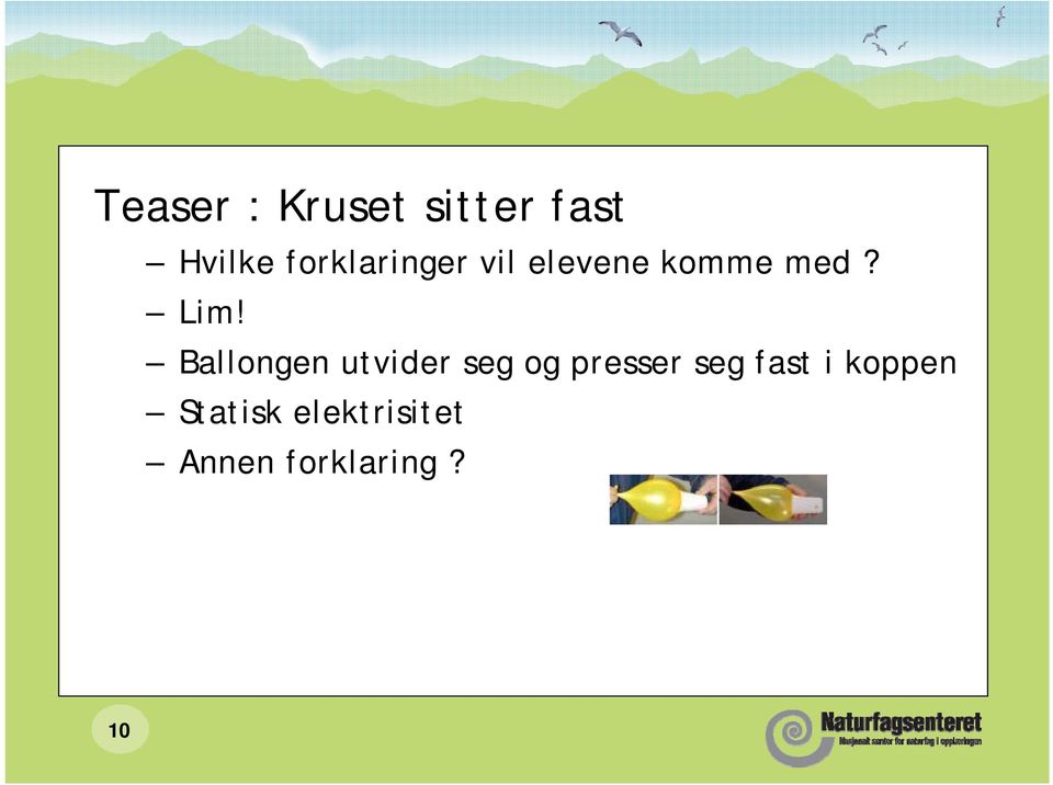 Ballongen utvider seg og presser seg fast