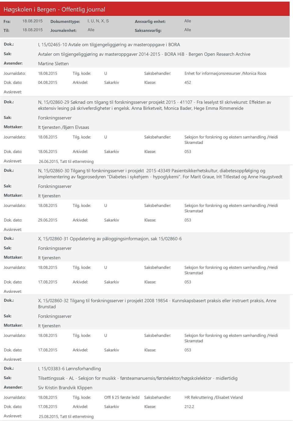 2015 Arkivdel: Sakarkiv 452 N, 15/02860-29 Søknad om tilgang til forskningsserver prosjekt 2015-41107 - Fra leselyst til skrivekunst: Effekten av ekstensiv lesing på skriveferdigheter i engelsk.