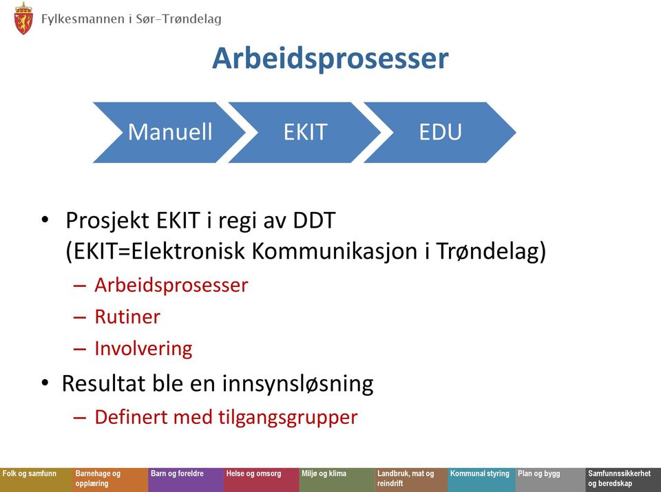 Trøndelag) Arbeidsprosesser Rutiner Involvering