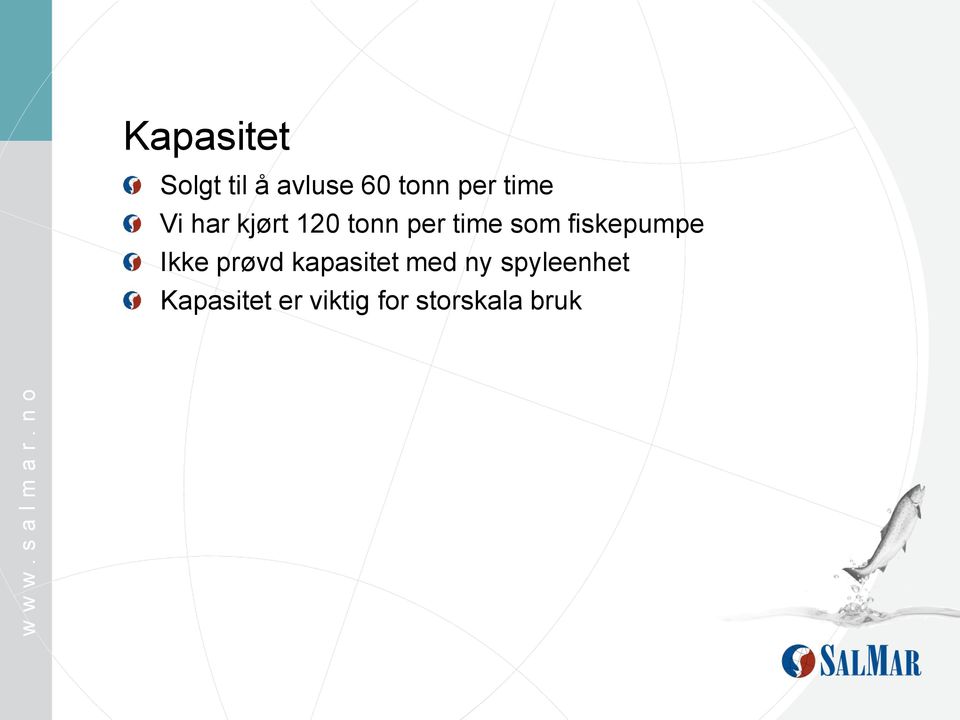 fiskepumpe Ikke prøvd kapasitet med ny