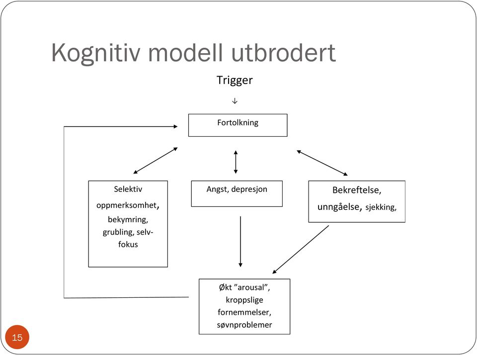 selvfokus Angst, depresjon Bekreftelse, unngåelse,