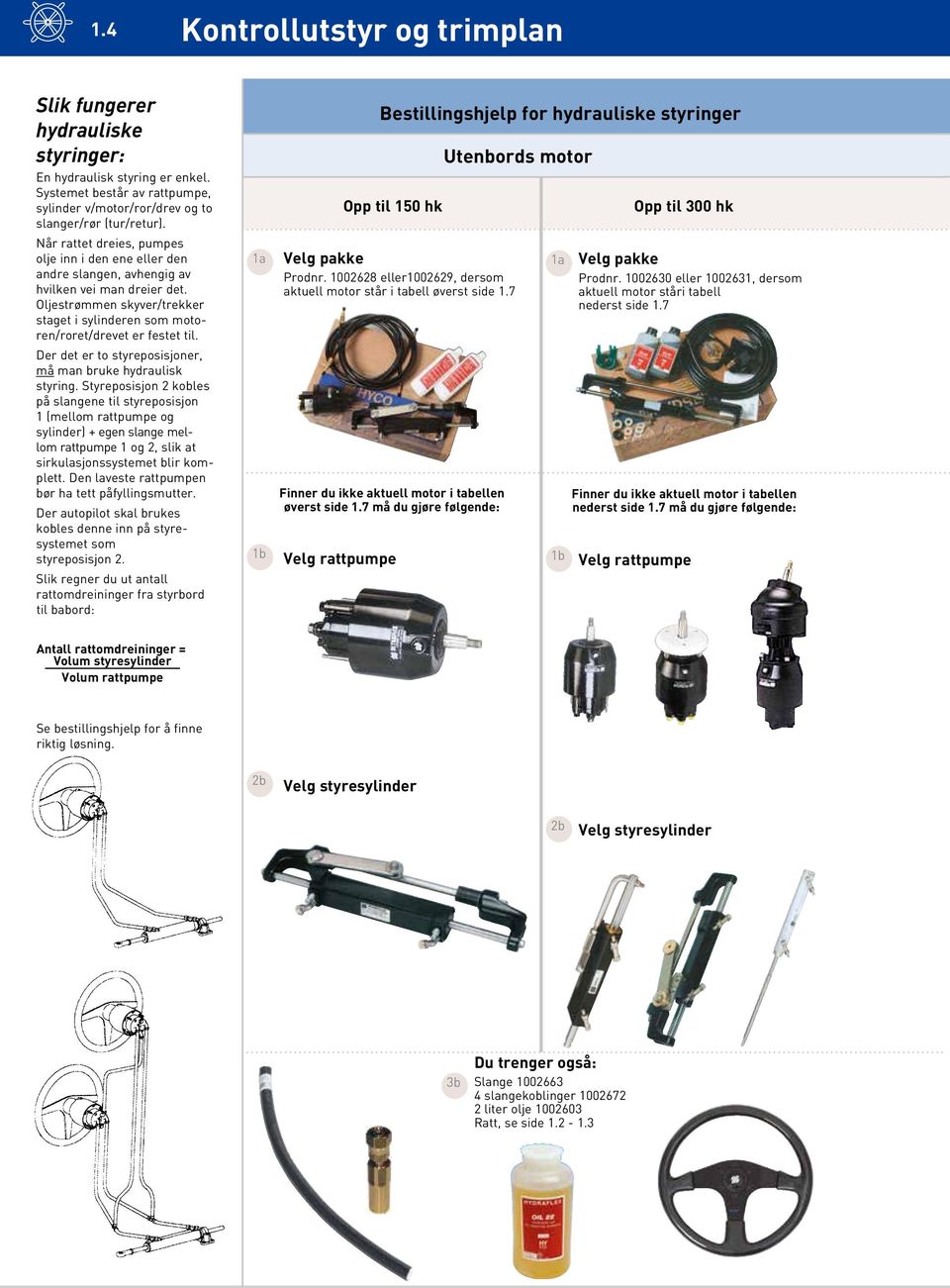 Der det er to styreposisjoner, må man bruke hydraulisk styring.