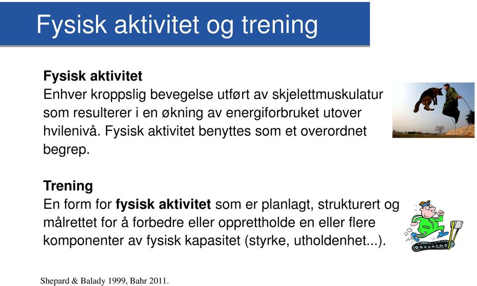 Fysisk aktivitet benyttes som et overordnet begrep.