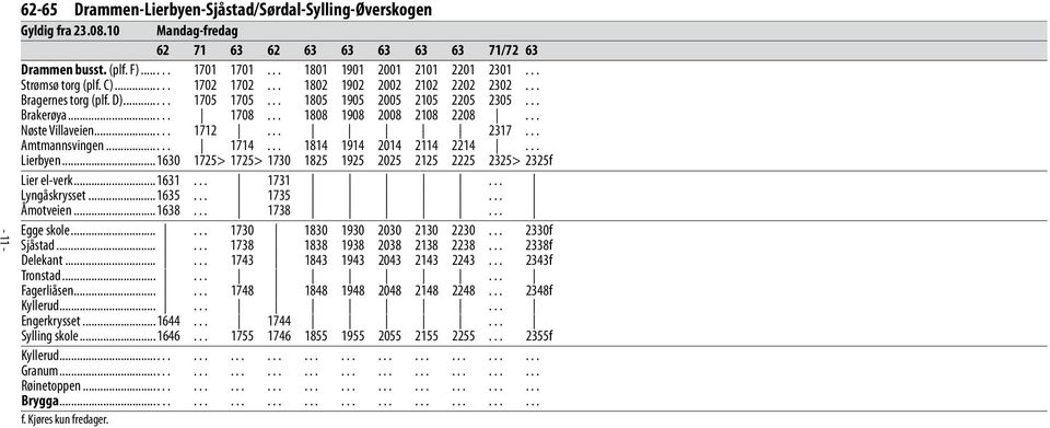 .. 1808 1908 2008 2108 2208... Nøste Villaveien..... 1712... 2317... Amtmannsvingen..... 1714... 1814 1914 2014 2114 2214... Lierbyen.