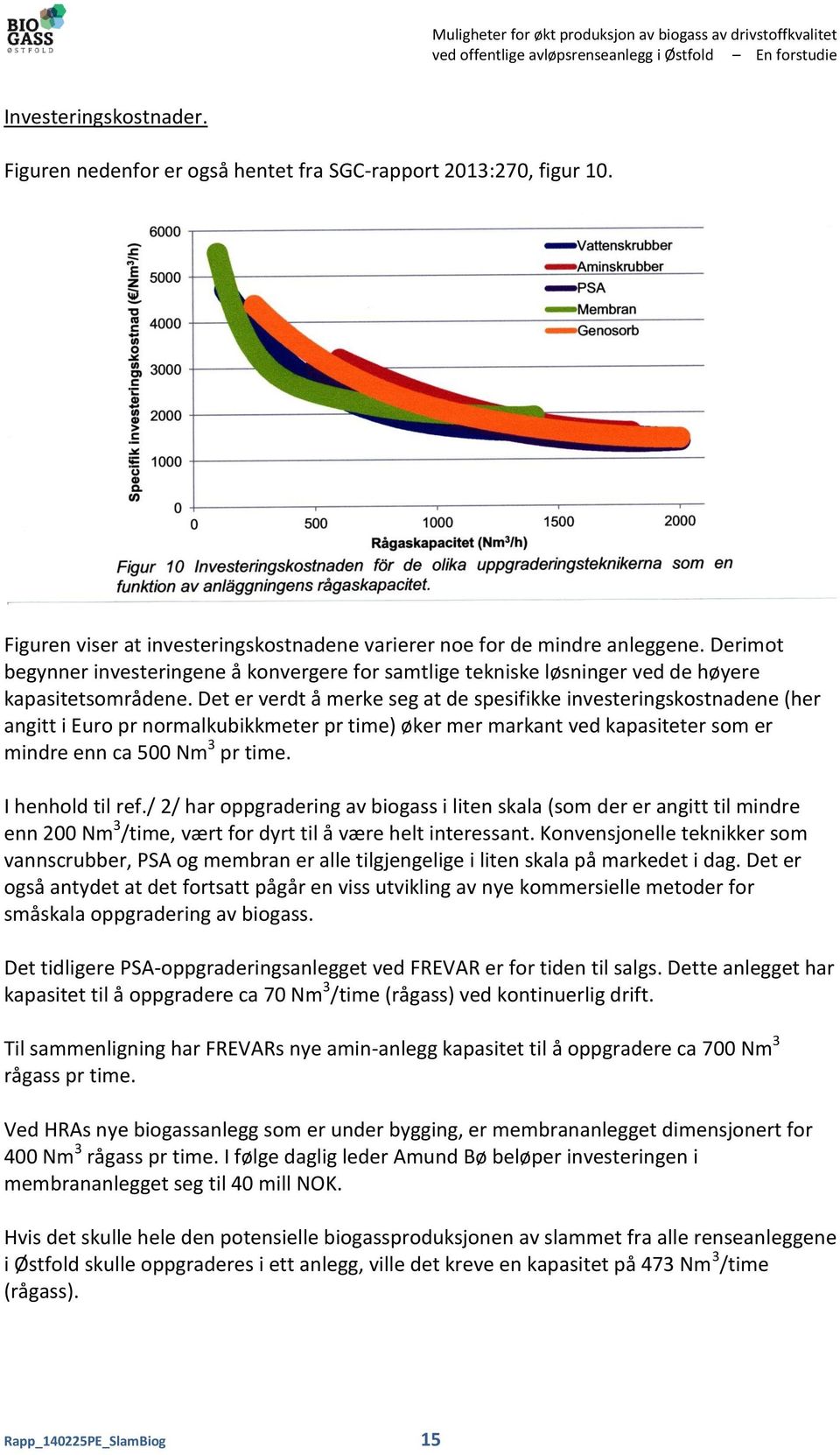 Derimot begynner investeringene å konvergere for samtlige tekniske løsninger ved de høyere kapasitetsområdene.